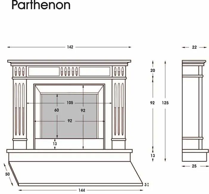 Parthenon Kaminumrandung Zeichnung
